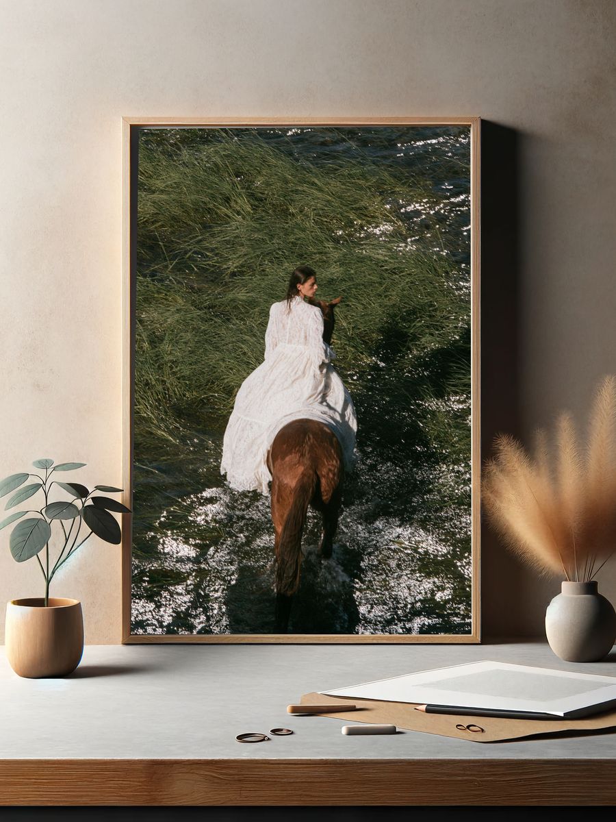 Horseback Rider in Marshland Poster. — room view 2