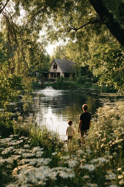 Lakeside Cottage Garden Poster. poster print