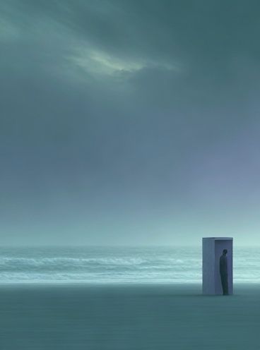 Solitary Figure by the Sea Print. poster detail