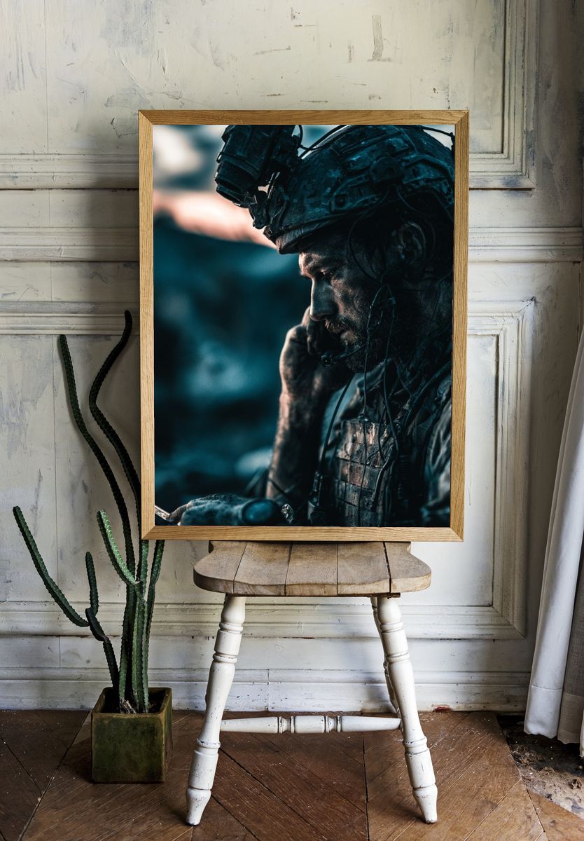Combat Soldier Portrait Poster. — room view 1