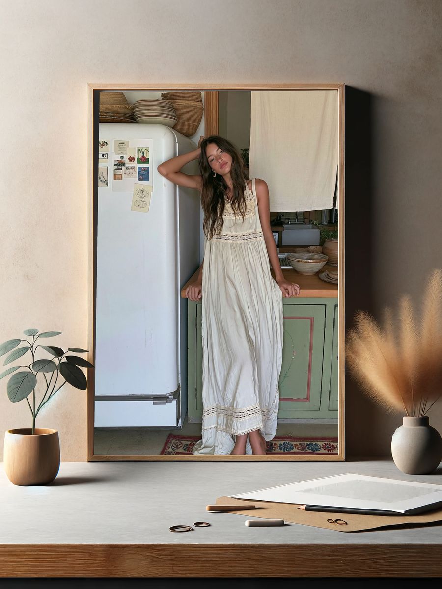 Boho Kitchen Portrait Photography Poster. — room view 2