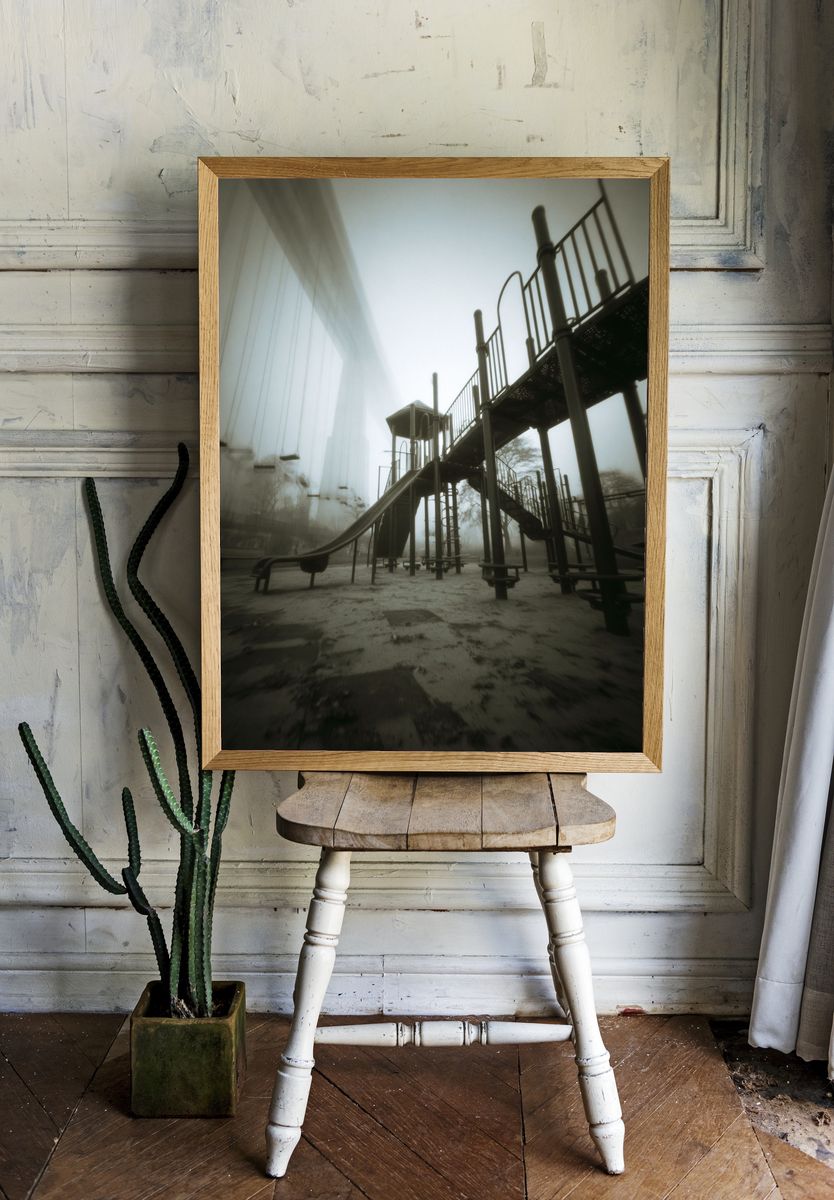 Foggy Playground Photography Poster. — room view 1