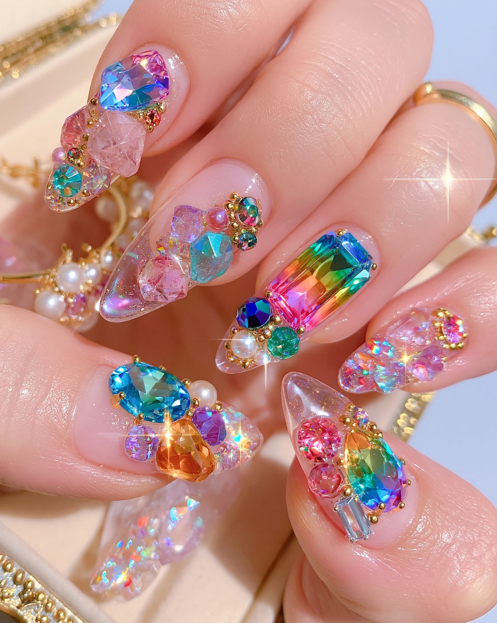 Rainbow Gem Nail Art Photography Poster. poster detail