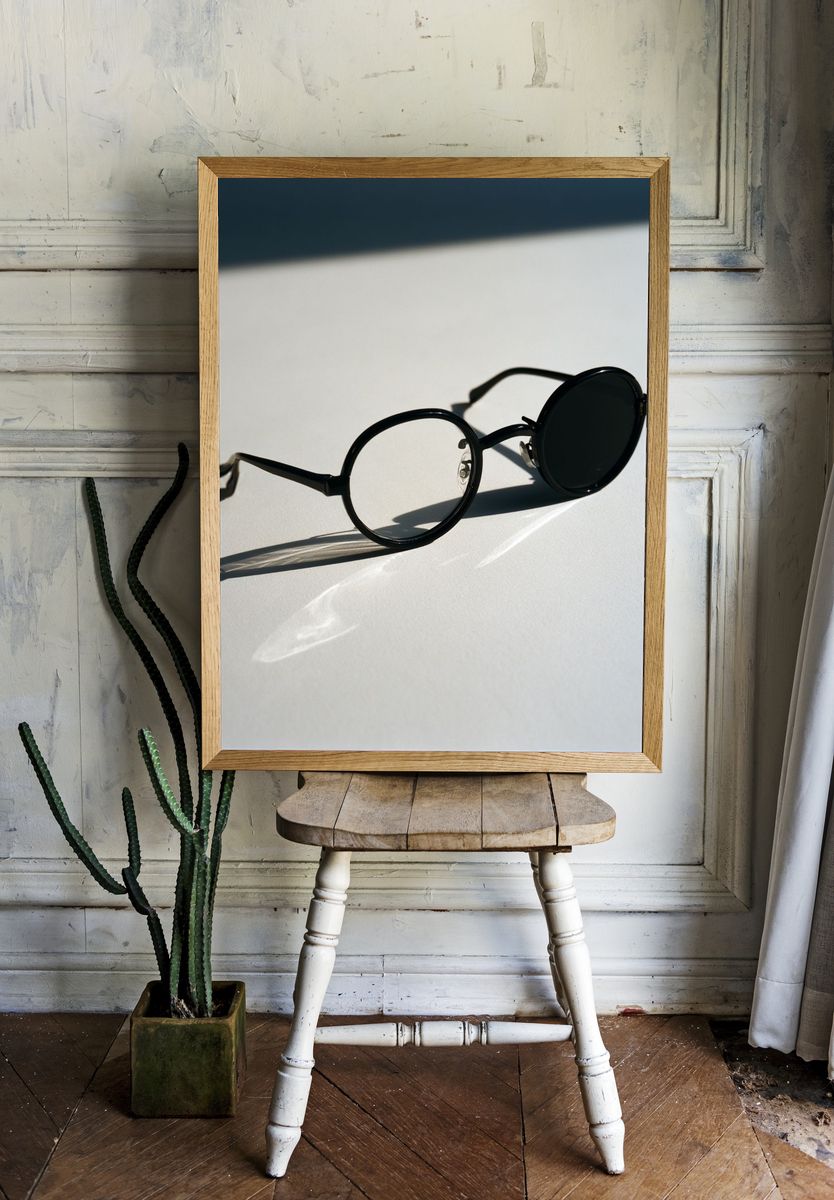 Round Black Glasses Photography Print. — room view 1