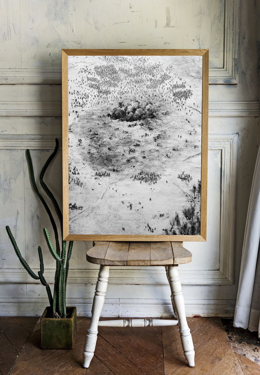Snowy Battlefield Aerial Photography Poster. — room view 1