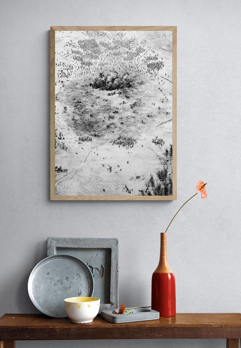 Snowy Battlefield Aerial Photography Poster. — room view 3