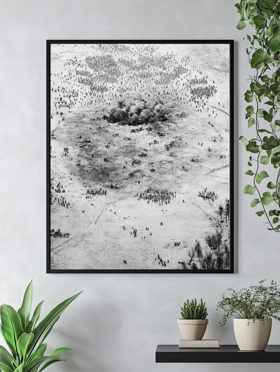 Snowy Battlefield Aerial Photography Poster. — room view 4