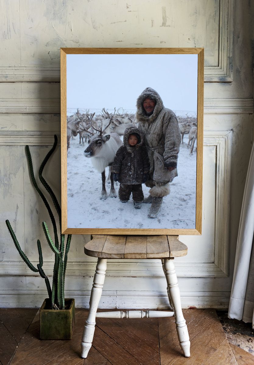 Winter Reindeer Portrait Poster. — room view 1