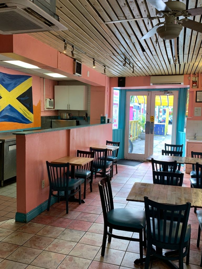 Colorful Caribbean Cafe Interior Poster. poster detail