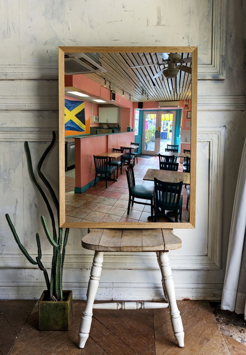 Colorful Caribbean Cafe Interior Poster. — room view 1
