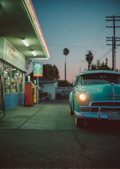 Vintage Gas Station Car Photography Poster. poster print