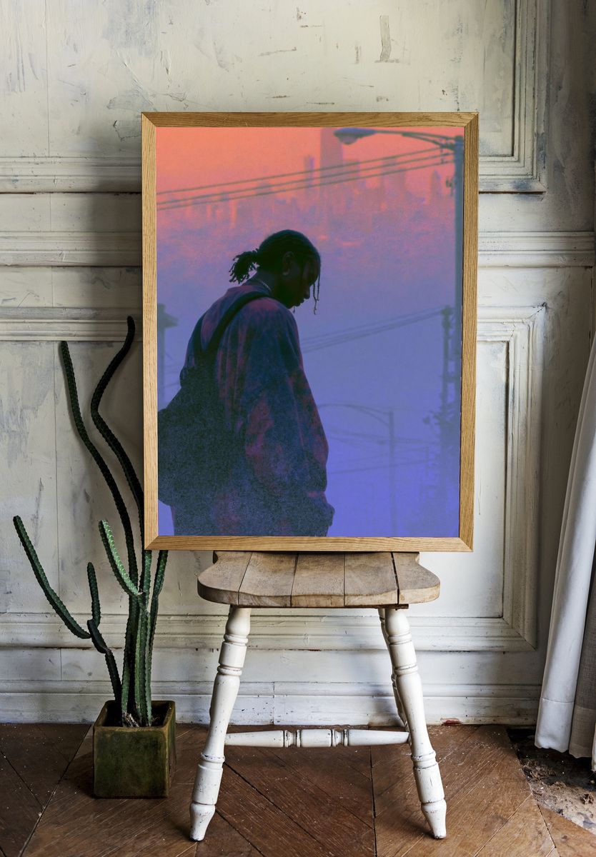 Misty Urban Silhouette Photography Poster. — room view 1