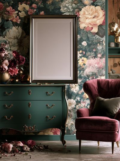 Floral Velvet Interior Photography Poster. poster print
