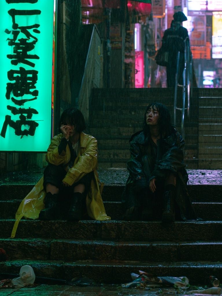 Rainy Neon Alley Street Photography Poster. poster detail