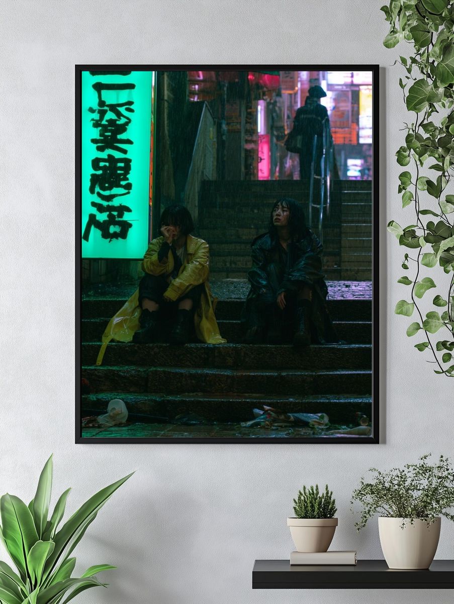 Rainy Neon Alley Street Photography Poster. — room view 4