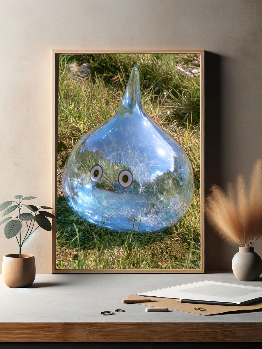 Glass Slime in Grass Photography Poster. — room view 2
