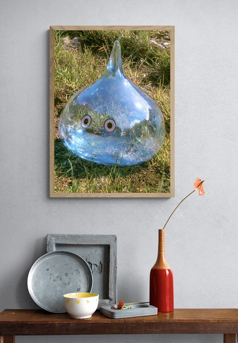 Glass Slime in Grass Photography Poster. — room view 3