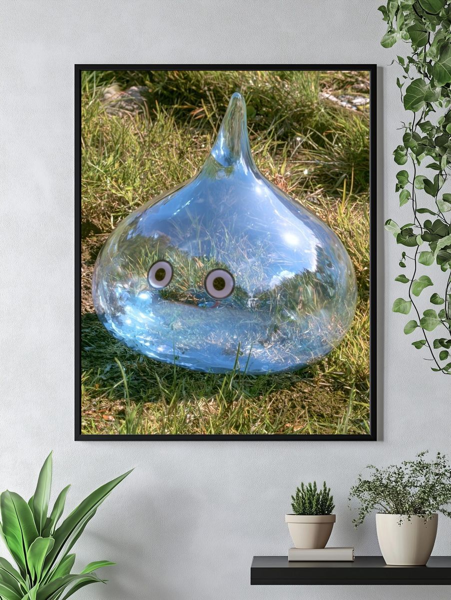 Glass Slime in Grass Photography Poster. — room view 4