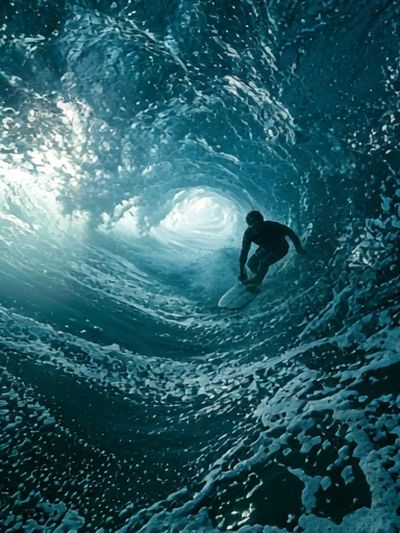 Surfing Inside the Wave Photography Poster. poster