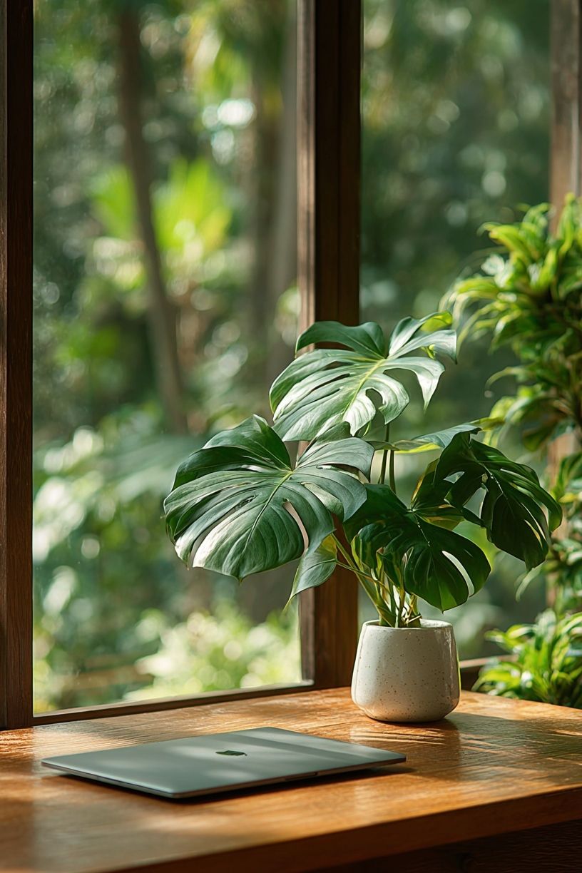 Monstera by Window Photography Poster. poster detail