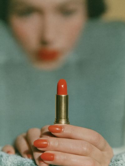 Red Lipstick Portrait Poster. poster