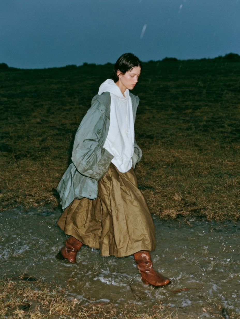 Rainy Field Fashion Photography Poster. poster detail