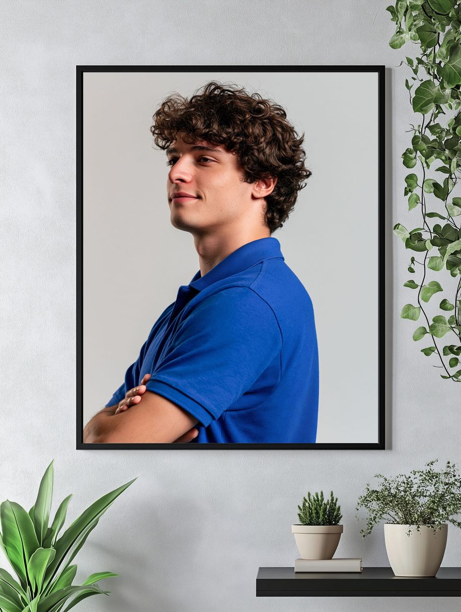 Curly-Haired Portrait Photography Poster. — room view 4