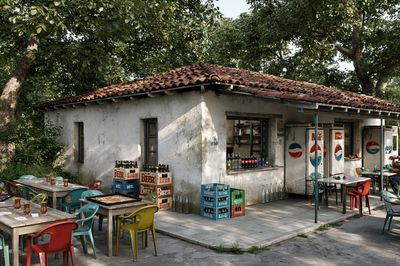 Rustic Outdoor Cafe Photography Poster. poster