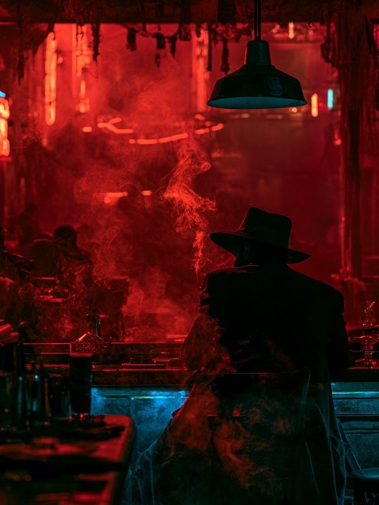 Neon Noir Bar Scene Photography Poster. poster — photography art