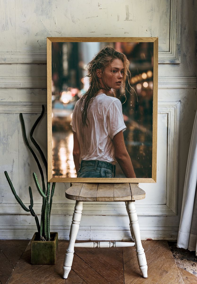 Rainy Street Portrait Poster. room preview