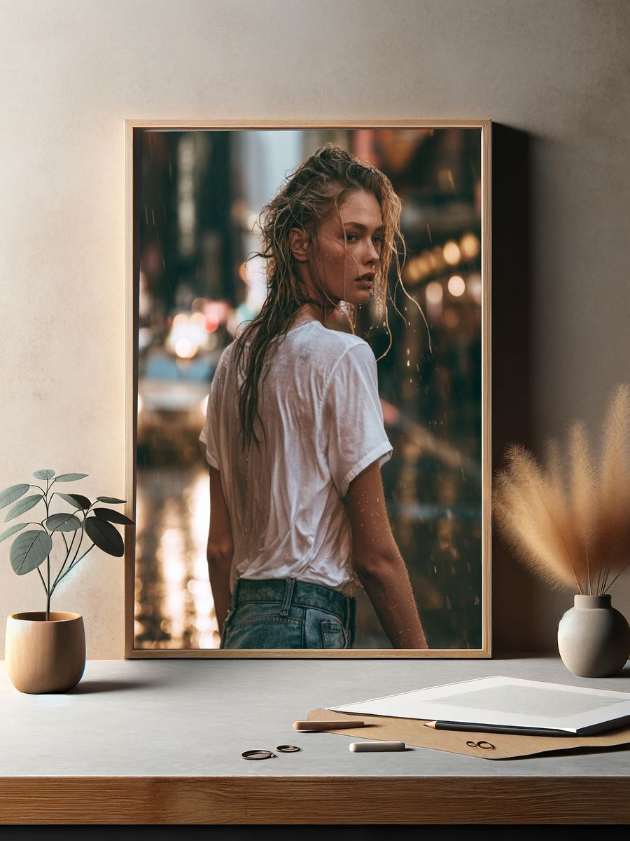Rainy Street Portrait Poster. — room view 2