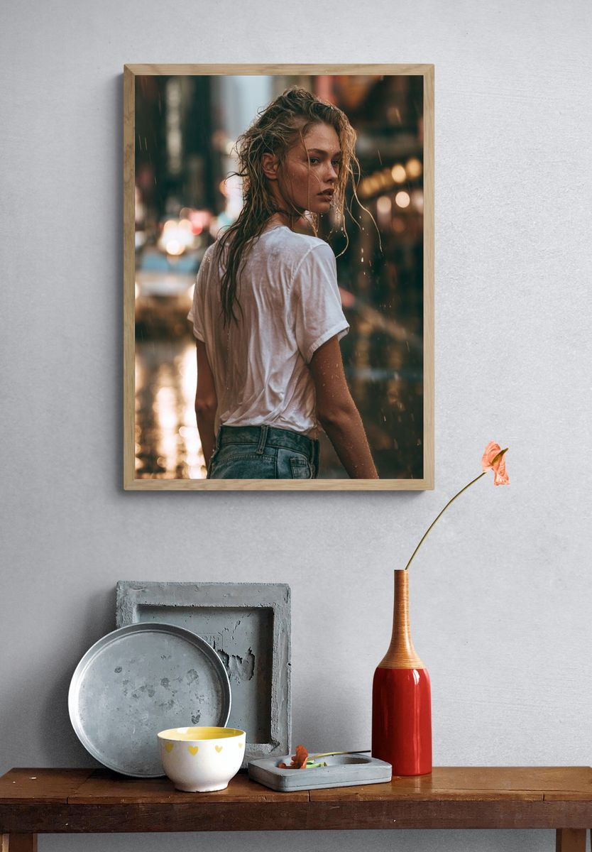 Rainy Street Portrait Poster. — room view 3