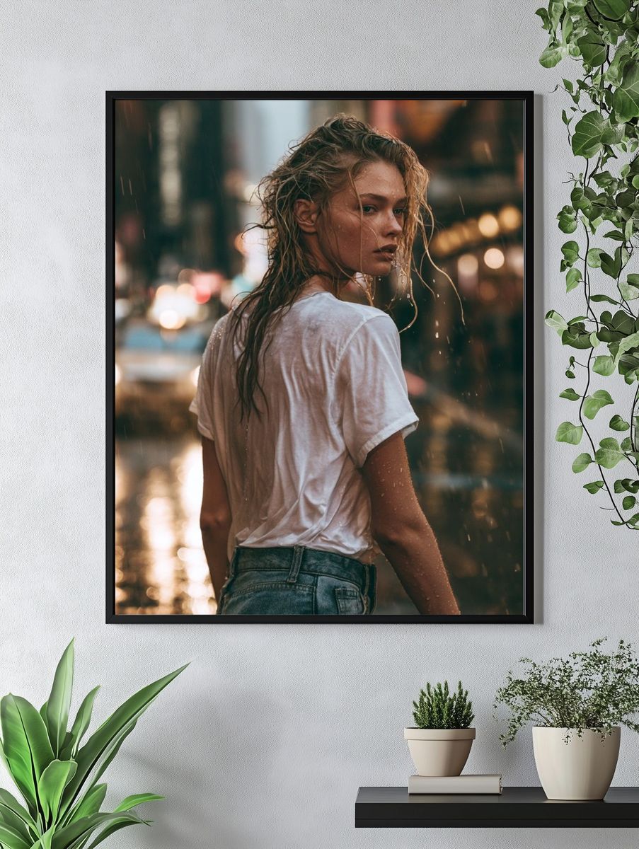 Rainy Street Portrait Poster. — room view 4