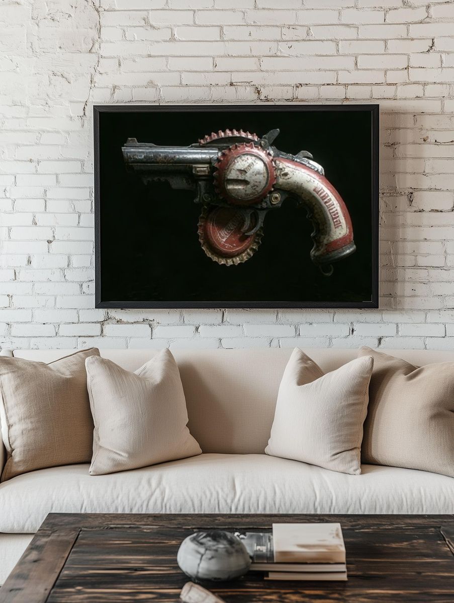 Steampunk Revolver Photography Poster. — room view 1