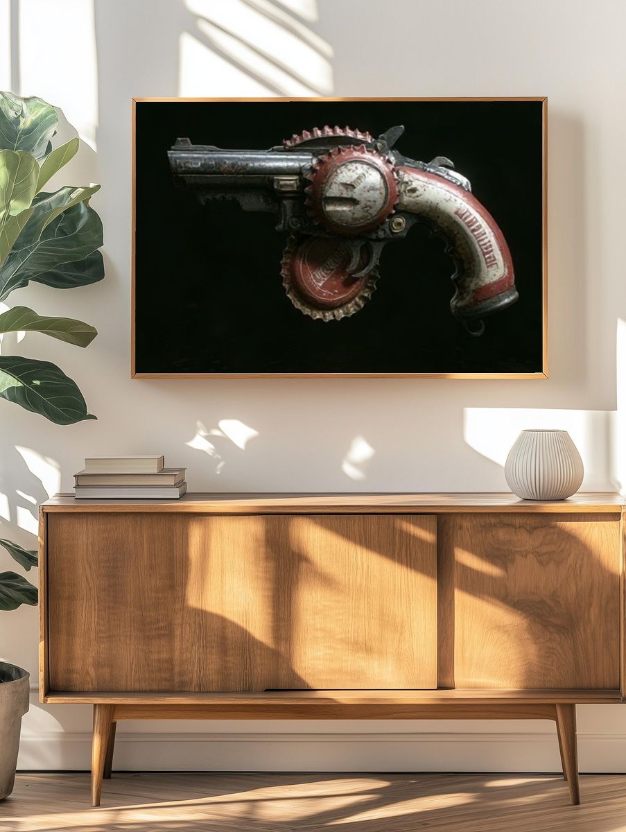 Steampunk Revolver Photography Poster. — room view 3