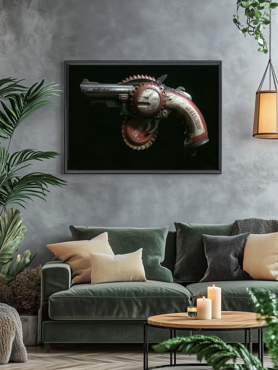 Steampunk Revolver Photography Poster. — room view 4