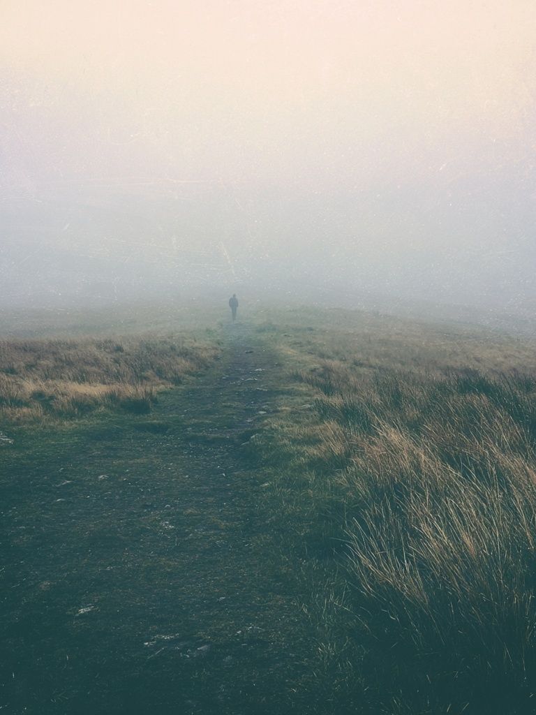 Misty Moorland Path Photography Poster. poster detail