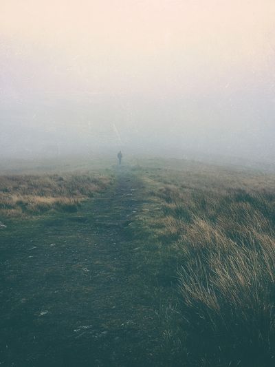 Misty Moorland Path Photography Poster. poster