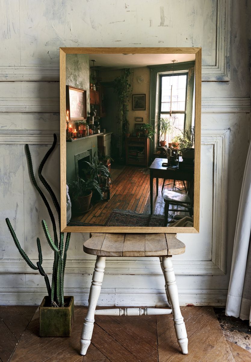 Cozy Green Interior Photography Poster. — room view 1