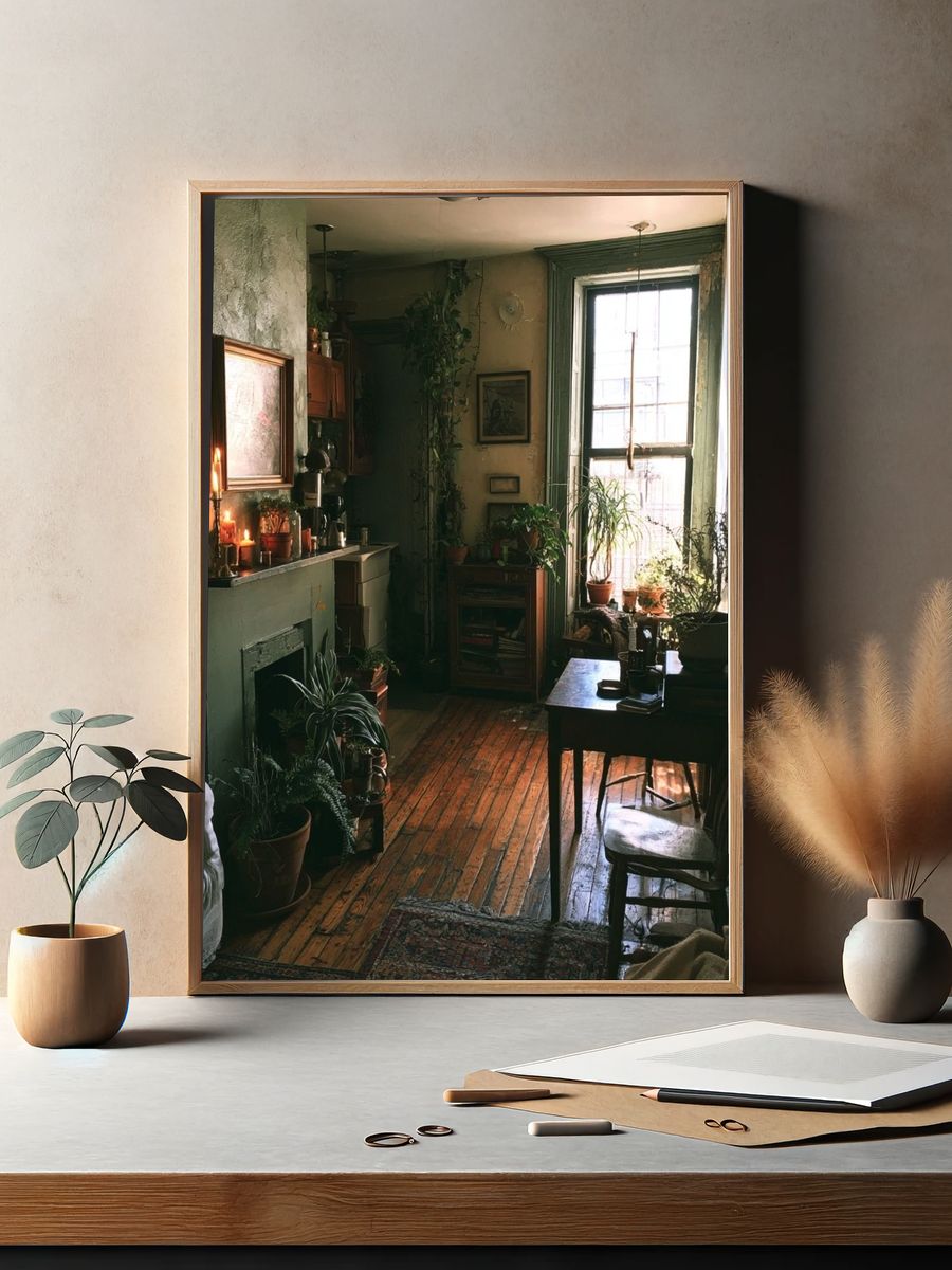 Cozy Green Interior Photography Poster. — room view 2