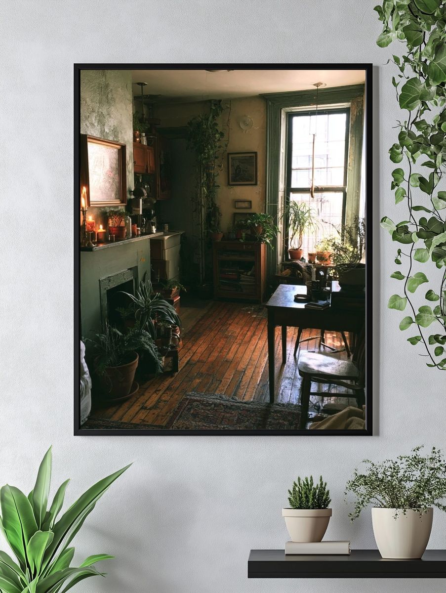 Cozy Green Interior Photography Poster. — room view 4