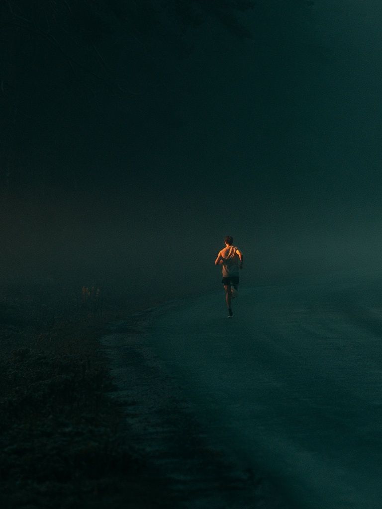 Solitary Runner in the Mist Poster. poster detail