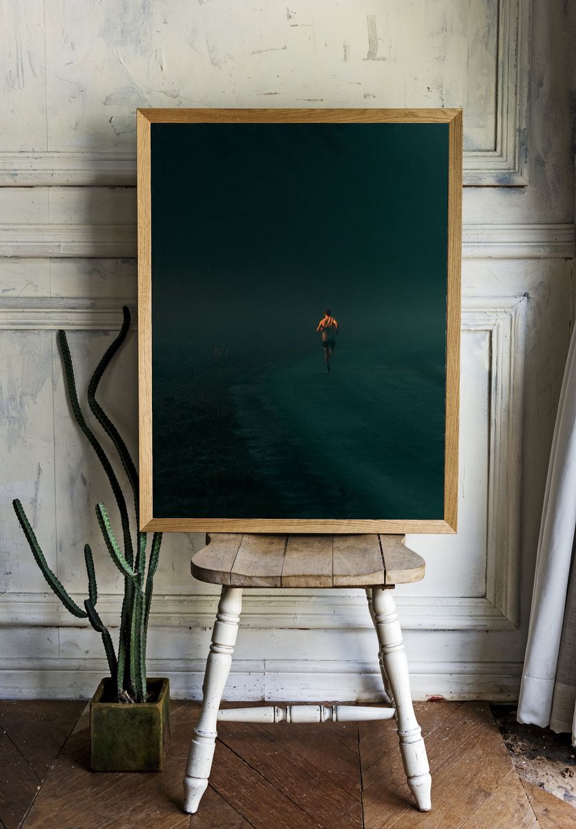 Solitary Runner in the Mist Poster. — room view 1