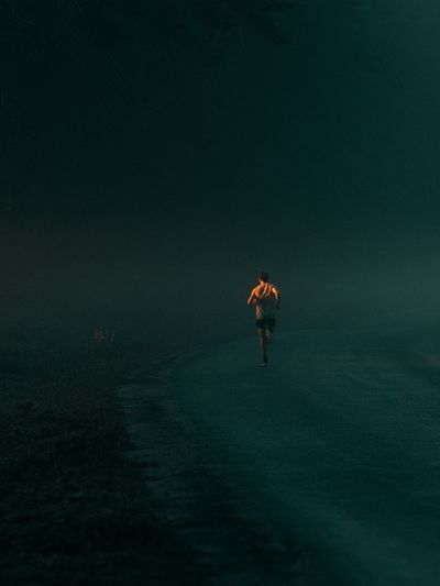 Solitary Runner in the Mist Poster.