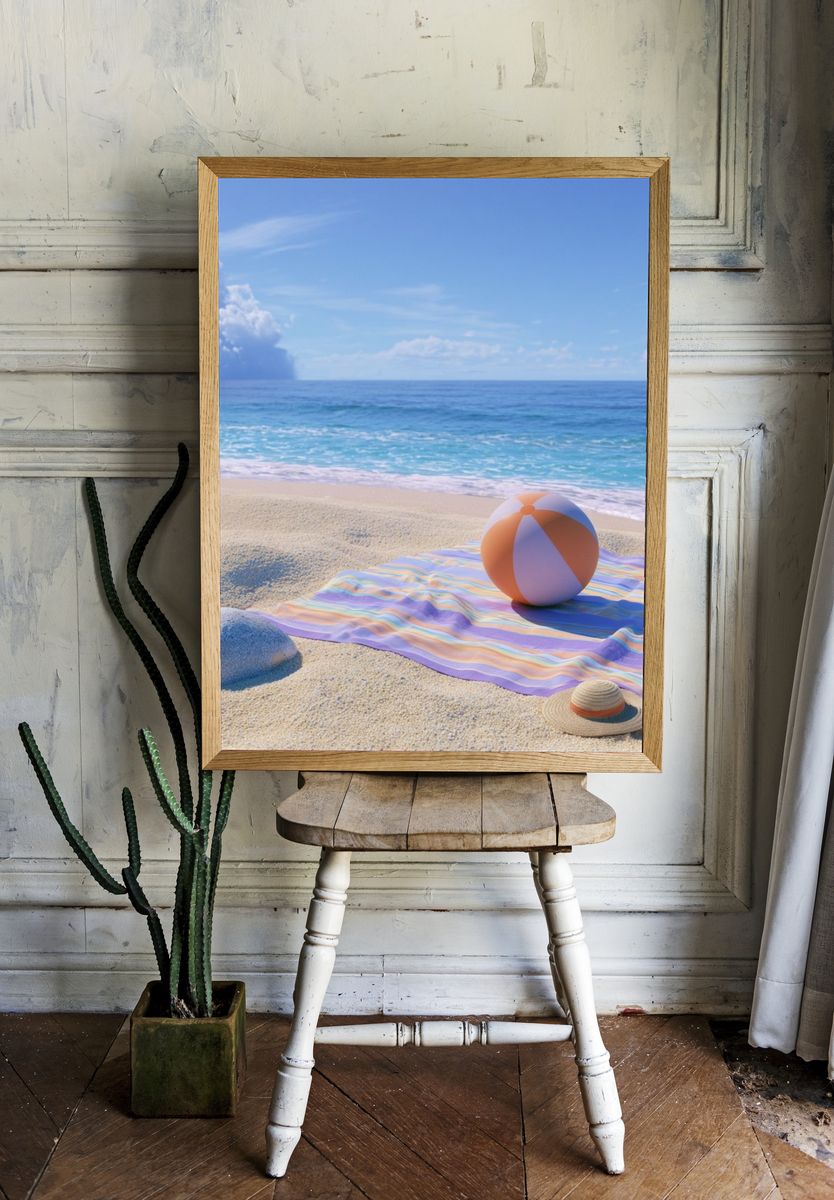 Sunny Beach Ballscape Photography Poster. room preview