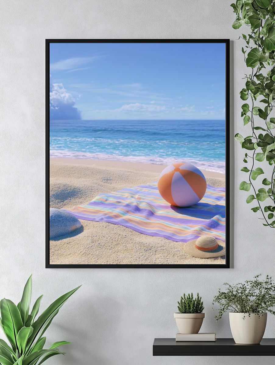 Sunny Beach Ballscape Photography Poster. — room view 4