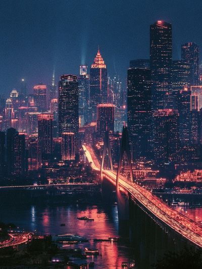 Neon City Skyline Photography Poster. poster