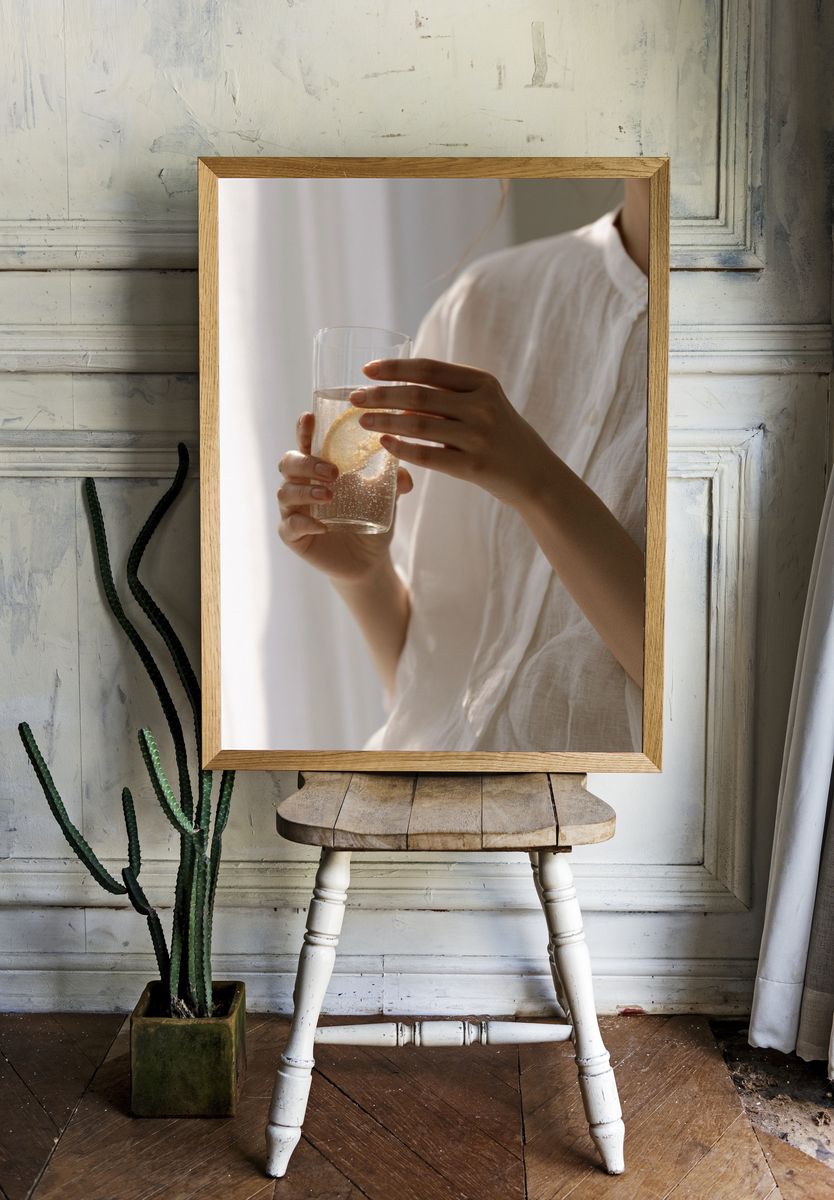 Lemon Water Still Life Photography Poster. — room view 1