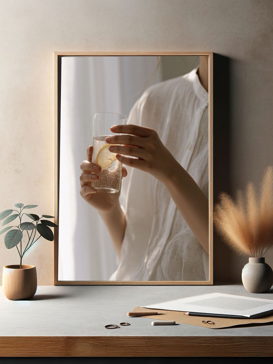 Lemon Water Still Life Photography Poster. — room view 2