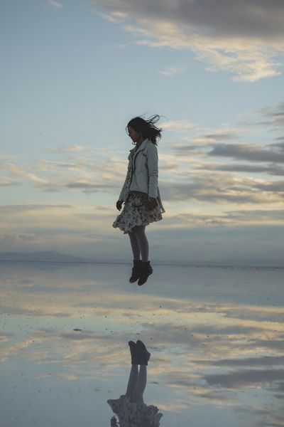 Floating Girl at Dusk Photography Poster. poster print